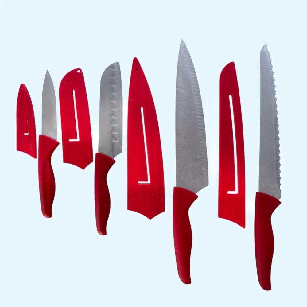 Ecolution 4-Knife Set Red Handles and Sheaths